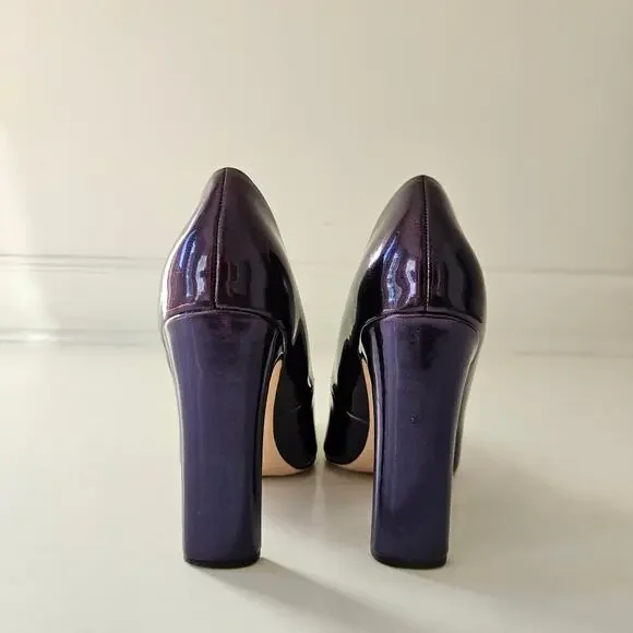 Paper Dolls London Asos Metallic Navy Court Heels Size US 6 EU 37 - Picture 5 of 10